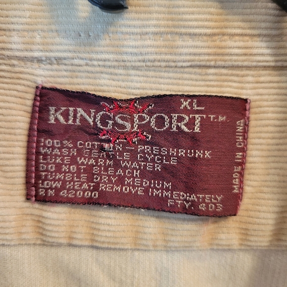 Vintage Kingsport Tan Camel Corduroy Long Sleeve Button Up Shirt - Picture 4 of 6